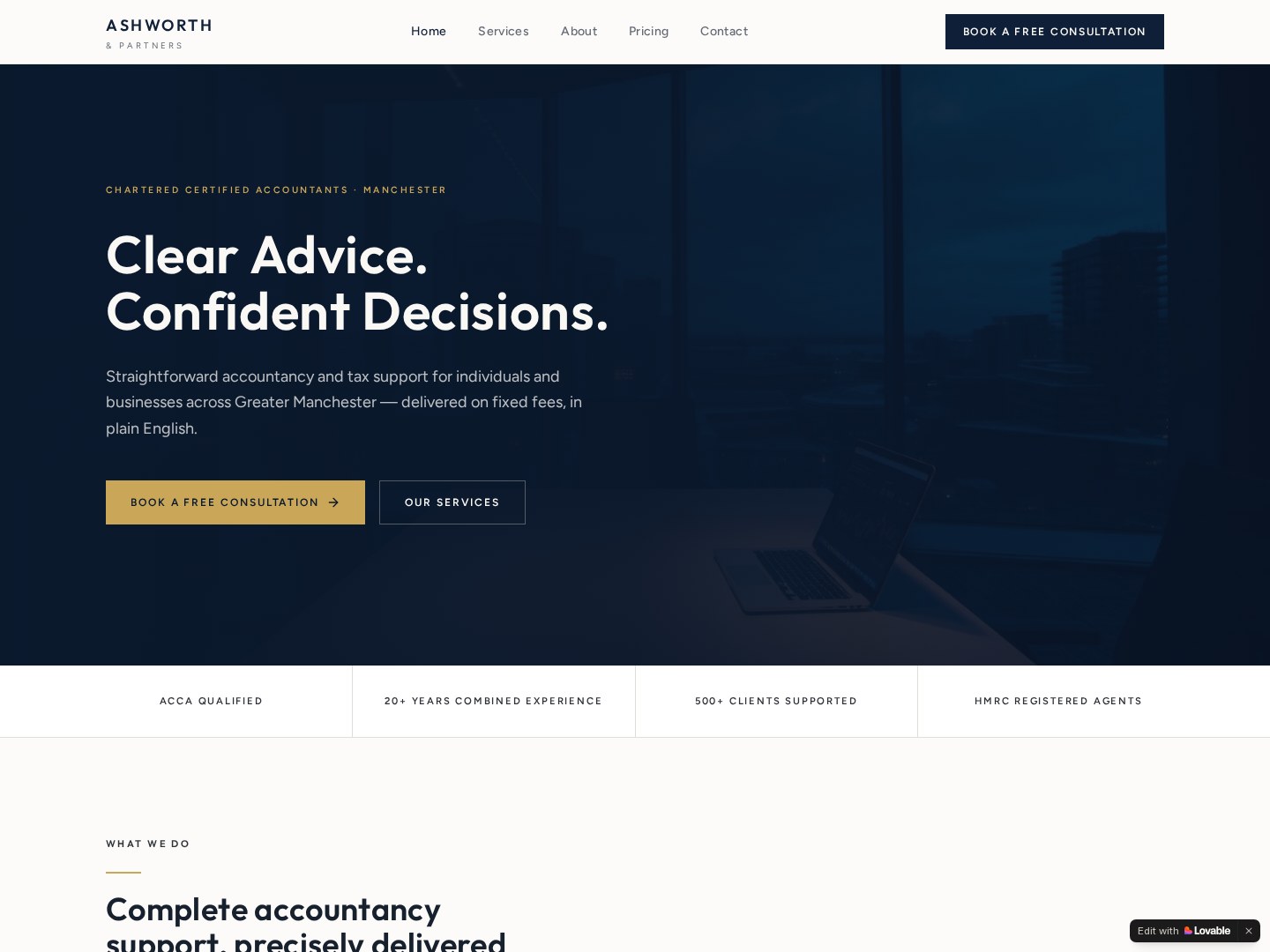 Website design for Ashworth & Partners accountancy firm